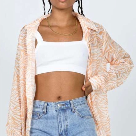 Princess Polly, Ziggy Top, Creamy Tangerine Animal Striped Blouse, Fun & Funky,4 - Picture 2 of 7